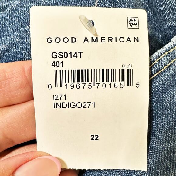 NWT Good American Good Straight Leg Jeans Indigo271 Women 22 - Picture 5 of 10